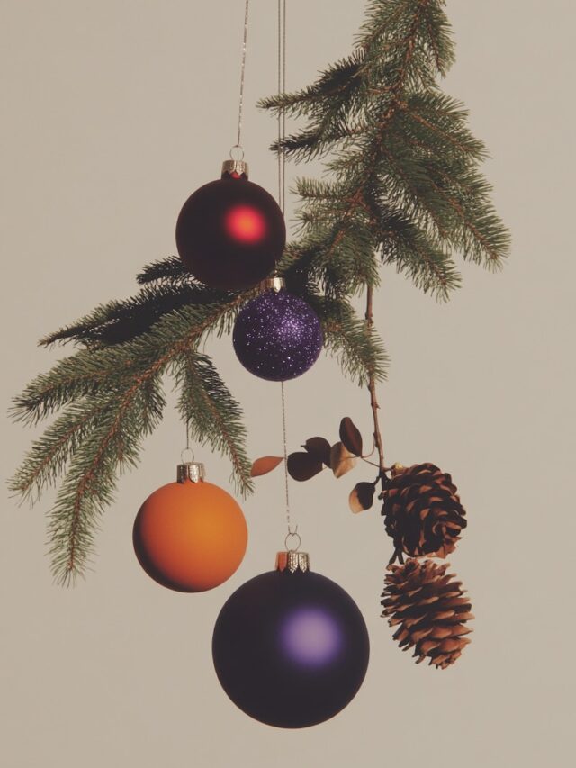 A christmas tree with ornaments hanging from it